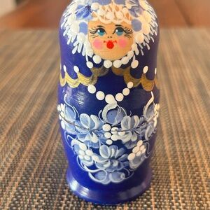 Hand-Painted Blue Matryoshka Doll